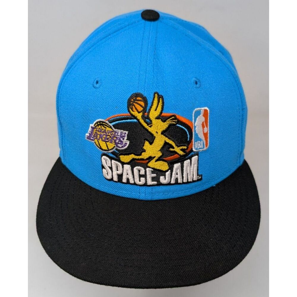 Space Jam Los Angeles Lakers New Era 59FIFTY Snapback Baseball Hat Cap Men's VTG